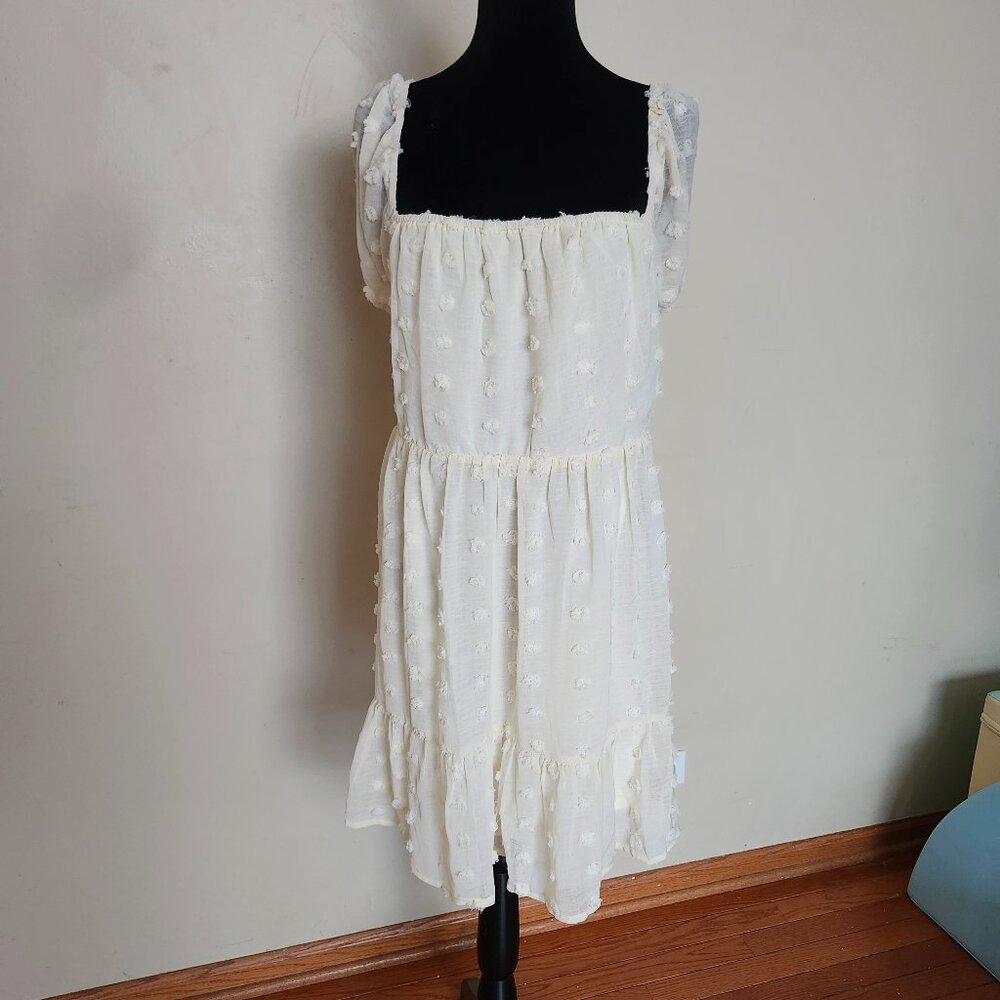 Plus size off the shoulder babydoll dress-Cream color